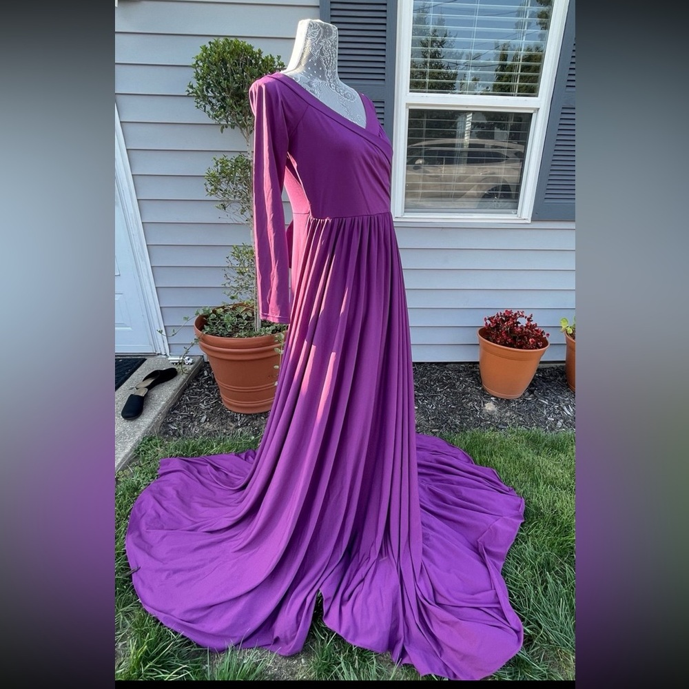 Chic Long Sleeve Purple Gown - Picture 13 of 13